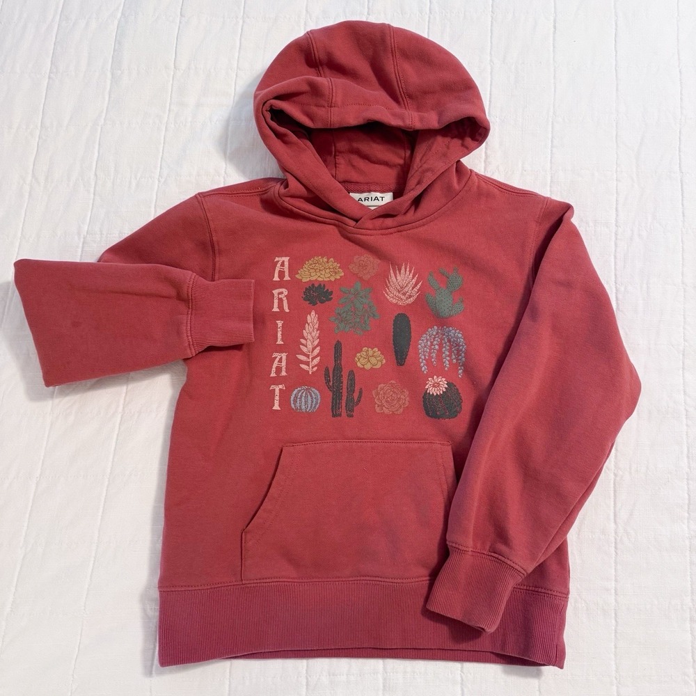 Ariat Marsala Southwest Hoodie Youth Girls MEDIUM 10 Dusty Rose Cactus